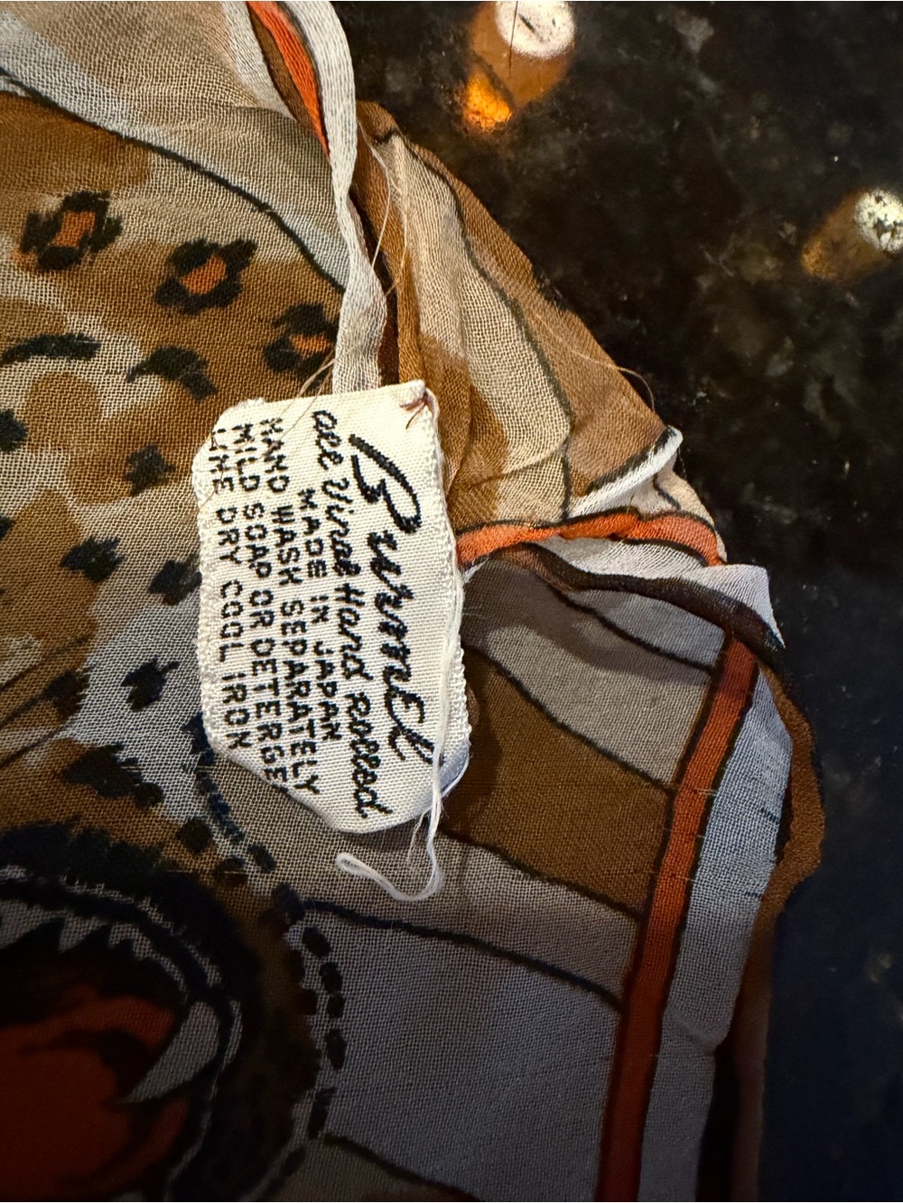 Burmel Handcrafted Silk Scarf in Tan, Orange & Cream - Picture 2 of 3